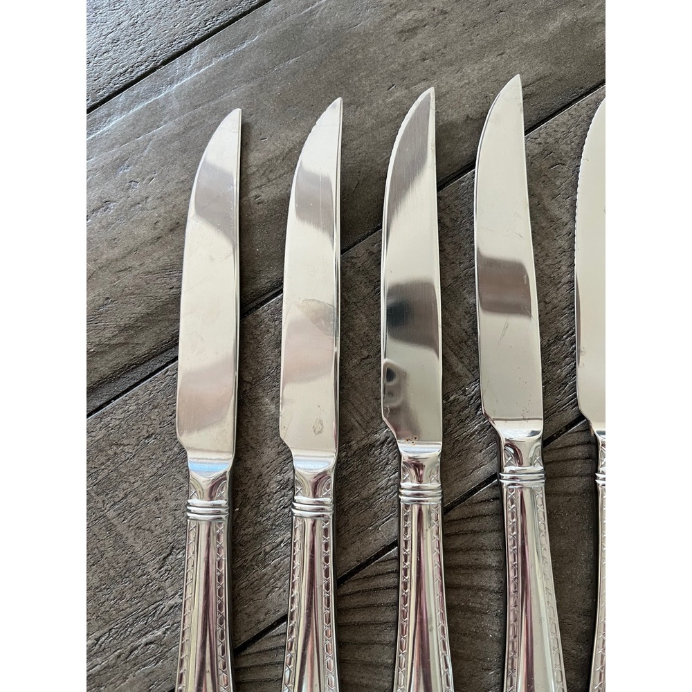Hampton Silversmiths Stainless Steel Steak Knives Set of 9 Serrated Blade Silver - Picture 5 of 6